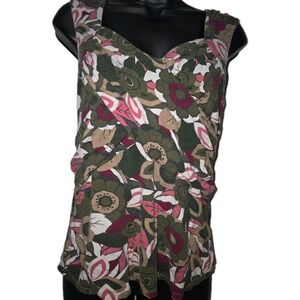 Vintage Bongo‎ 90's Women's SzXL  Olive Green/Floral Tank